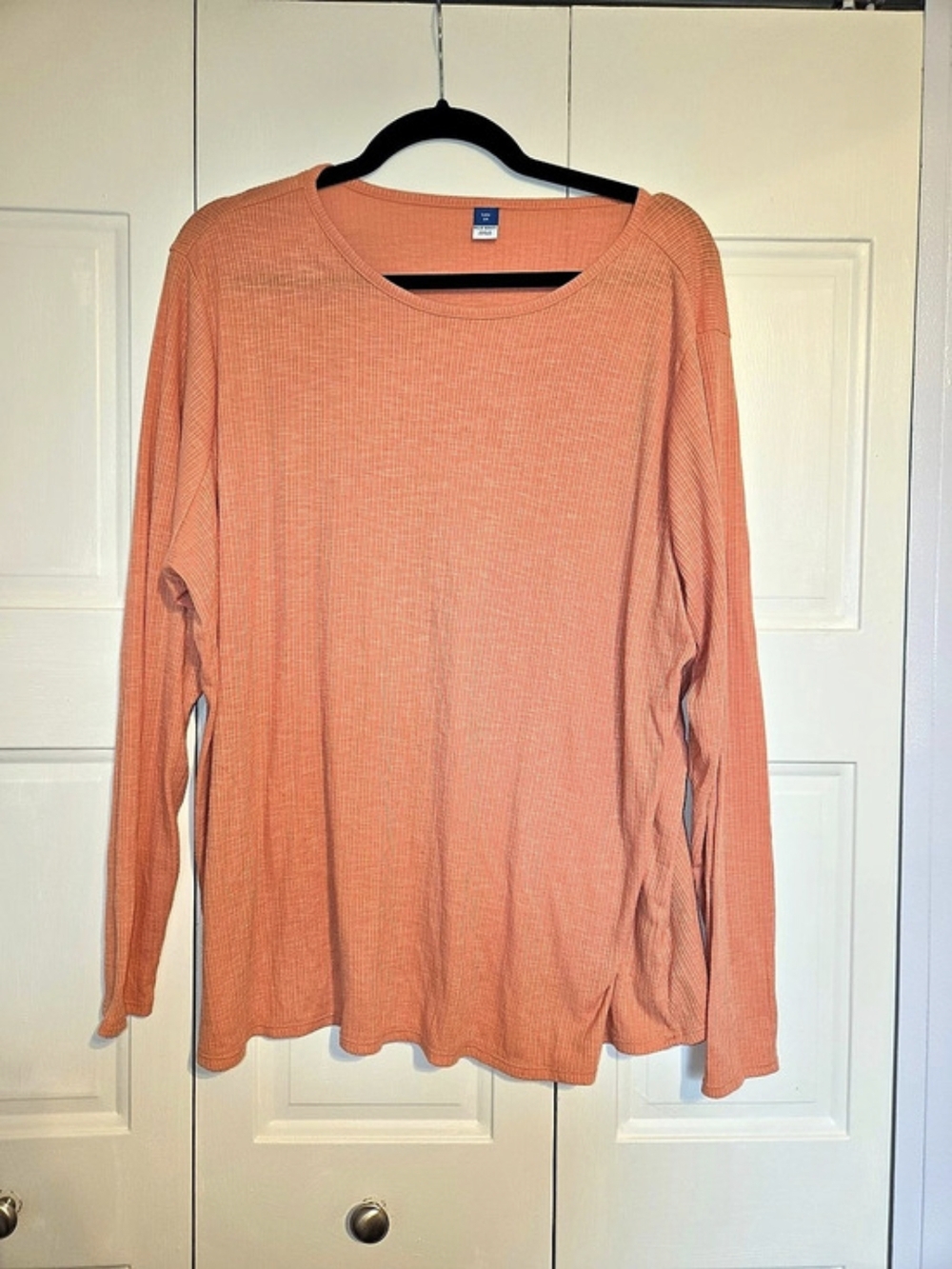 Old Navy Long-Sleeve Luxe Rib-Knit T-Shirt Orange Peach XXL